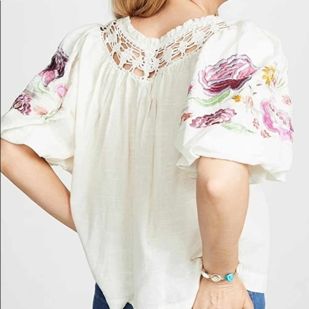💘 New Free People Bohemia Embroidered Top - Picture 5 of 9